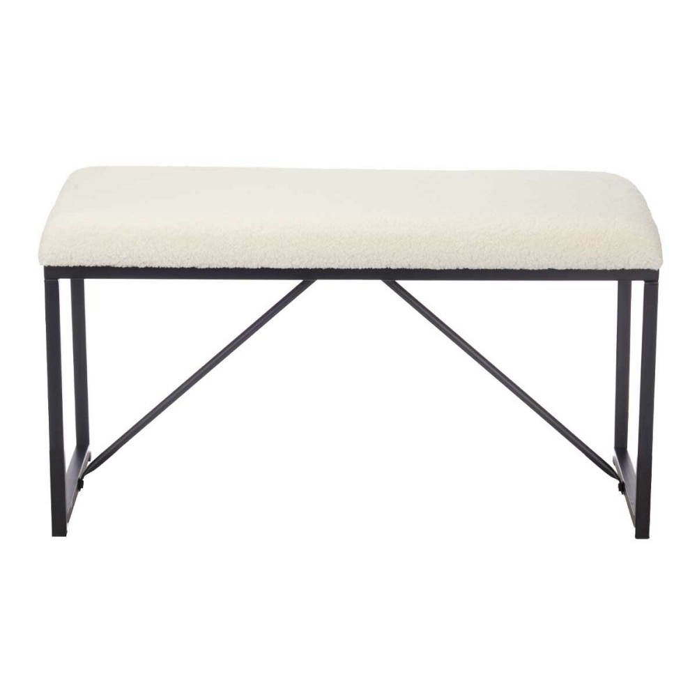 Bank Gift Decor Weiß Metall Stoff 81 x 42 x 38 cm