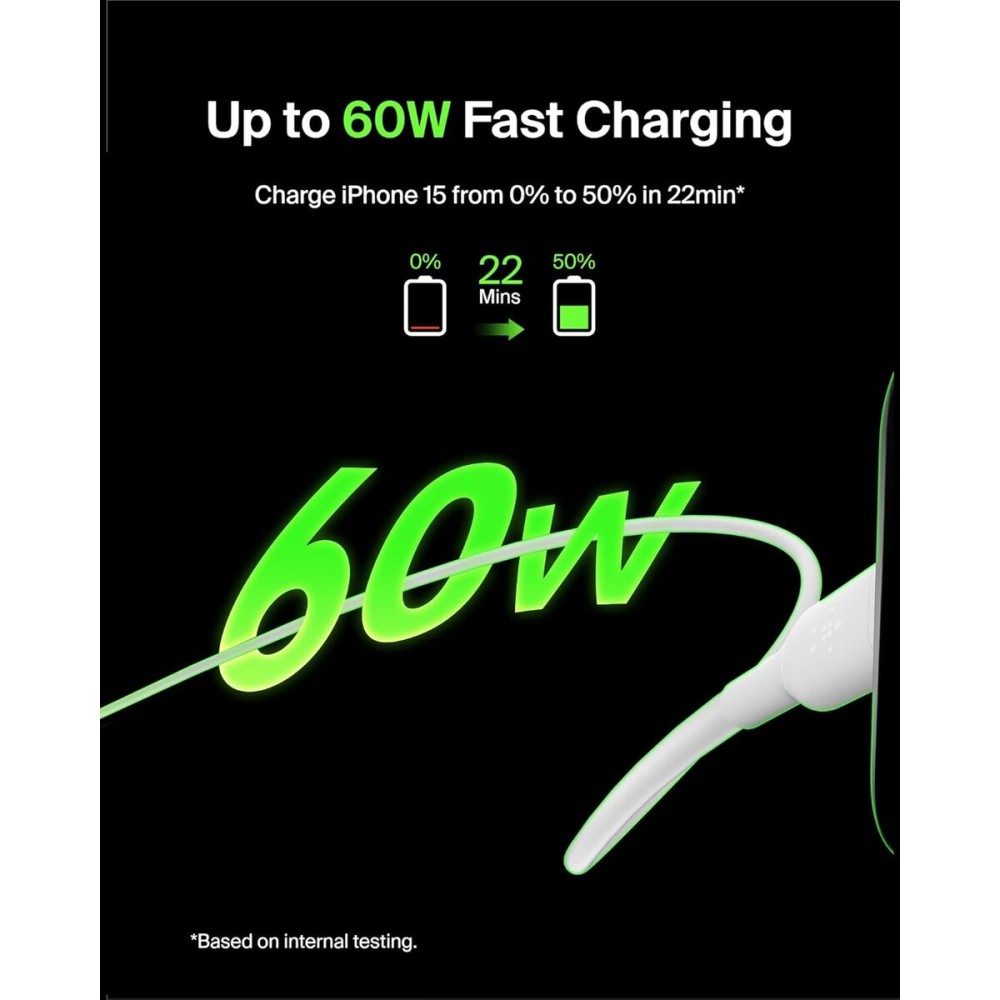 Câble USB-C vers USB-C Belkin CAB003bt2MWH Blanc 2 m