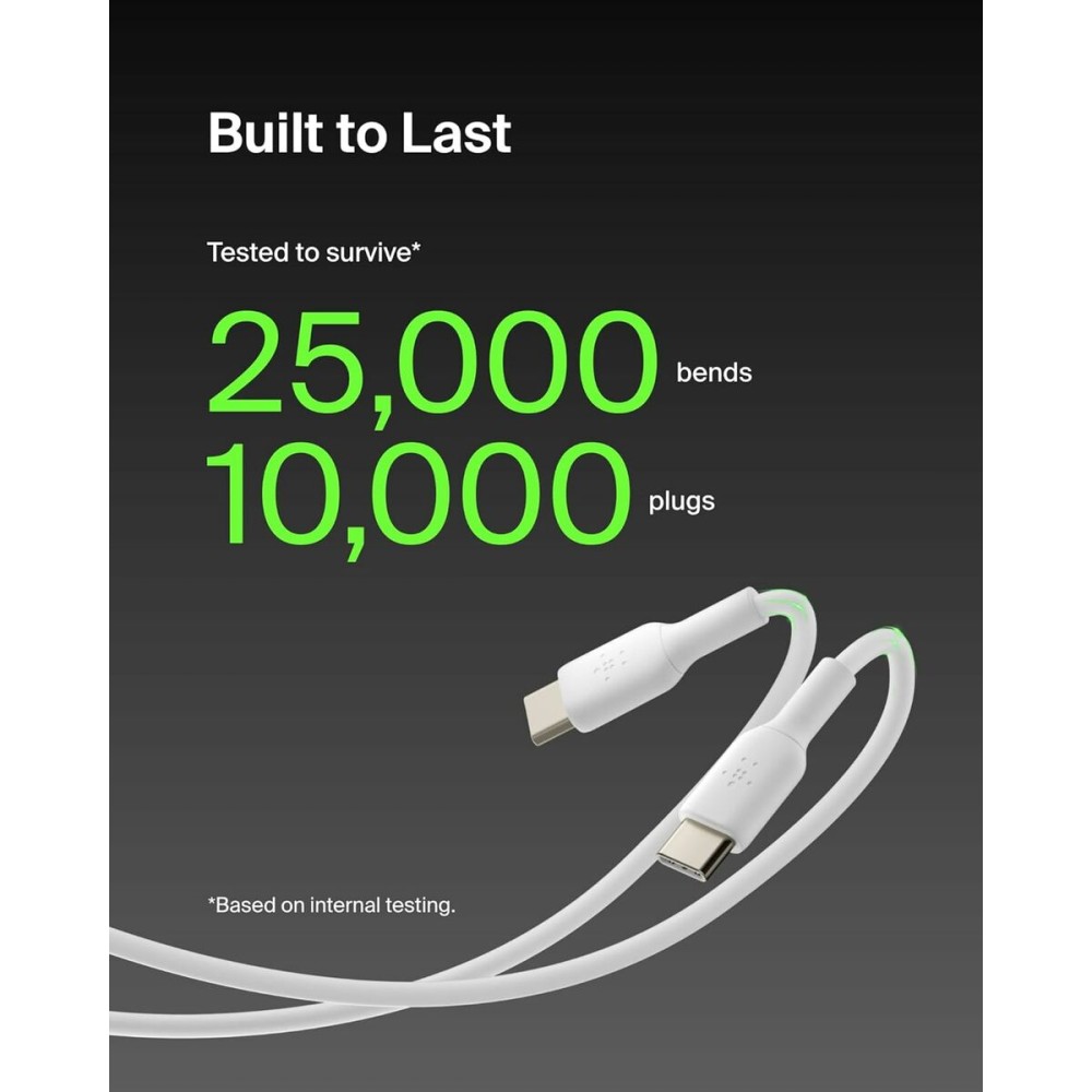 Câble USB-C vers USB-C Belkin CAB003bt2MWH Blanc 2 m