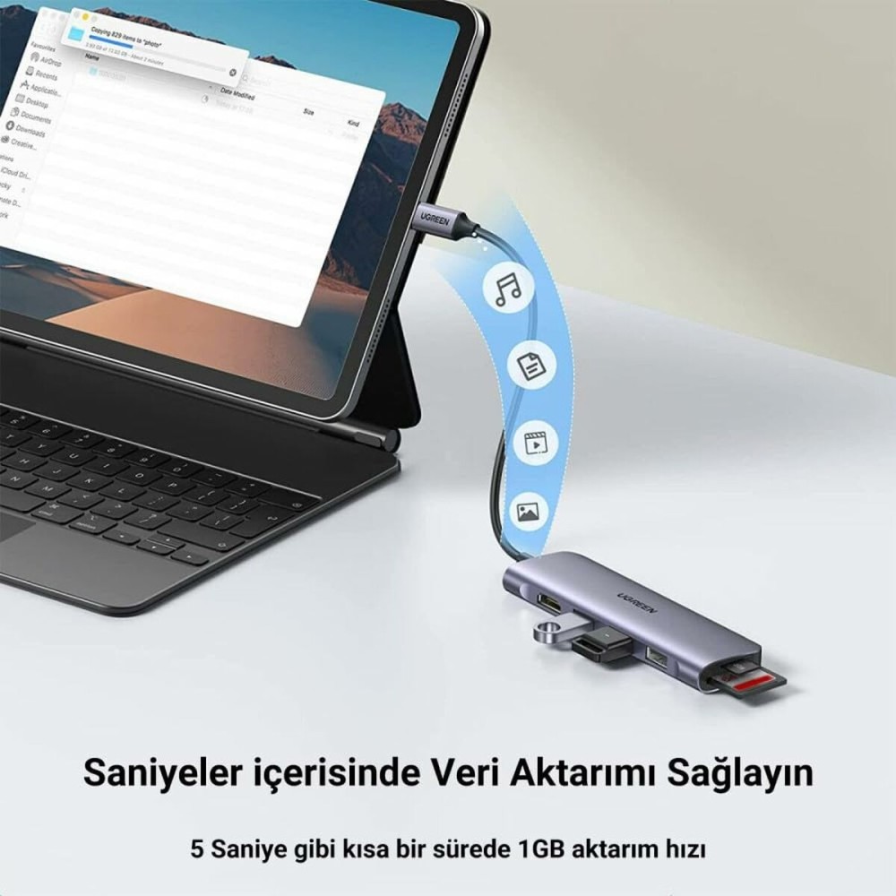 USB auf Lightning Verbindungskabel Ugreen 20956A Silberfarben