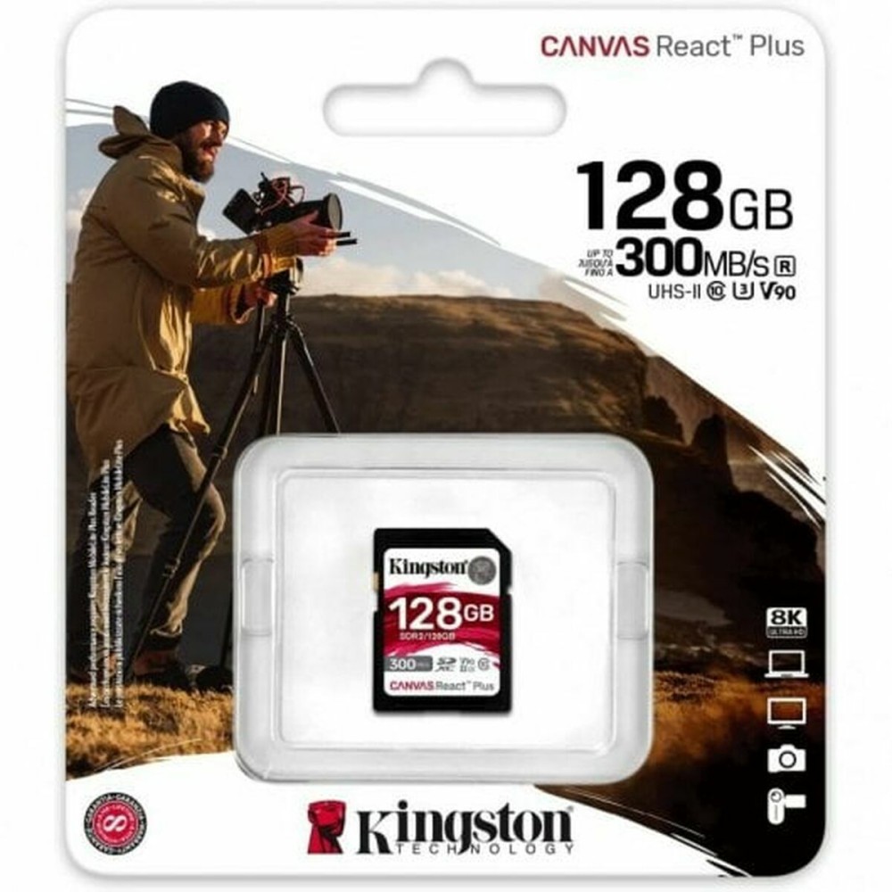 Micro SD Memory Card with Adaptor Kingston SDR2/128GB 128 GB SDXC UHS-II 8K Ultra HD
