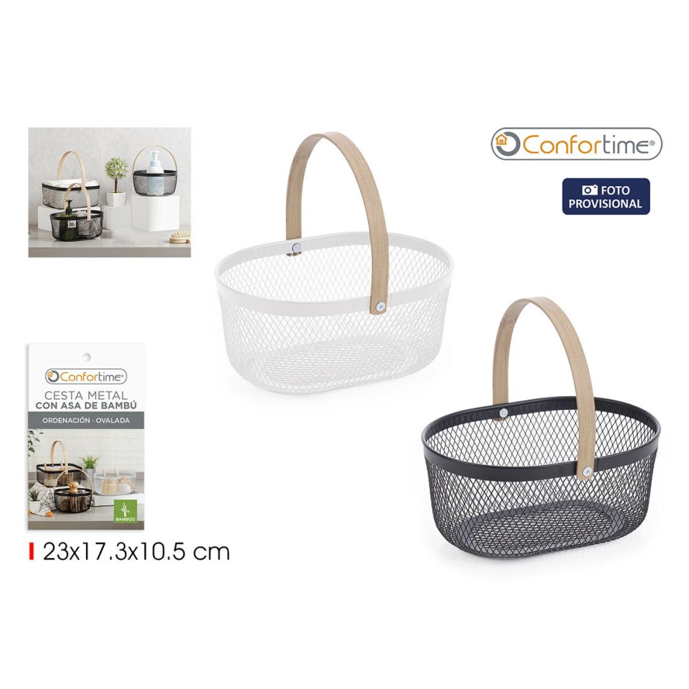 Basket Confortime Metal Bamboo Oval (12 Units)