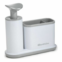 2-in-1 Soap Dispenser for the Kitchen Sink Quttin White Grey 21,5 x 8 x 20 cm (8 Units)