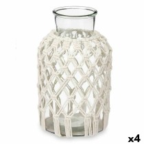 Vase Blanc Tissu verre 18,5 x 30,5 x 18,5 cm (4 Unités) Macramé