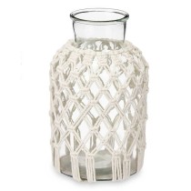 Vase Blanc Tissu verre 18,5 x 30,5 x 18,5 cm (4 Unités) Macramé