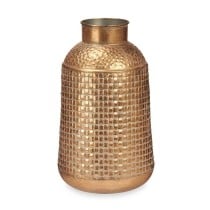 Vase Golden Metal 22,5 x 39,5 x 22,5 cm (4 Units) With relief