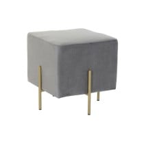 Fußstütze DKD Home Decor Scandi Grau Gold Metall Samt 42 x 42 x 45 cm