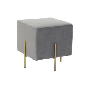 Footrest DKD Home Decor Scandi Grey Golden Metal Velvet 42 x 42 x 45 cm