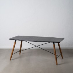 Table de Salle à Manger OSLO Noir Naturel Bois Fer Bois MDF 179 x 90 x 75 cm