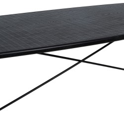 Dining Table OSLO Black Natural Wood Iron MDF Wood 179 x 90 x 75 cm