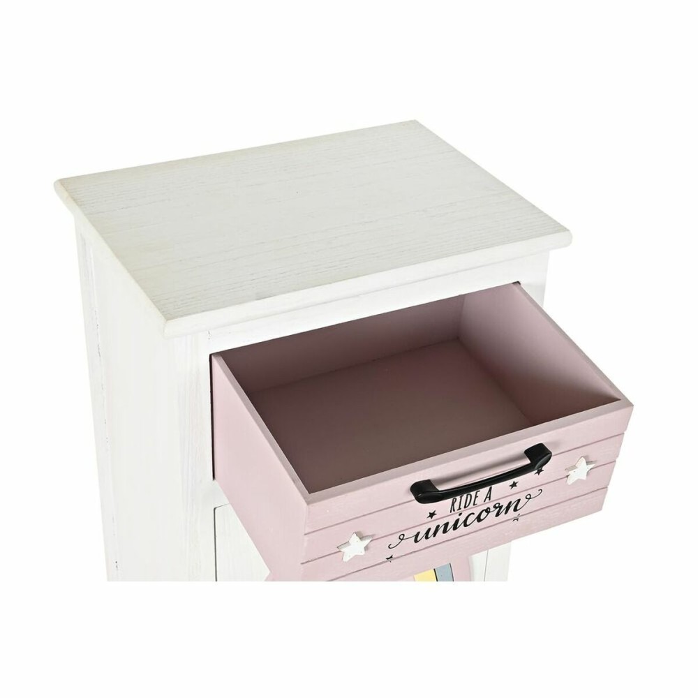 Table de Nuit DKD Home Decor Enfant Gris Rose Blanc Jaune (40 x 29 x 73,5 cm)