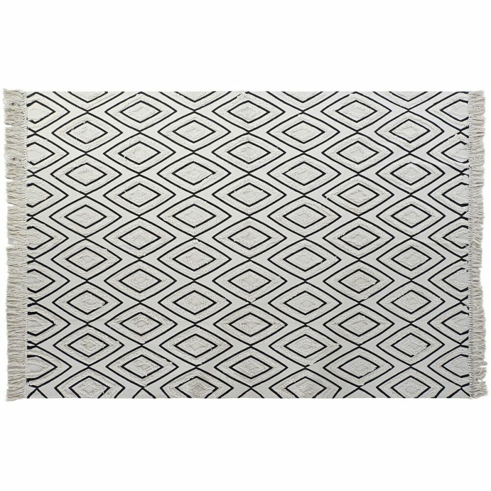 Tapis DKD Home Decor 160 x 250 x 0,7 cm Noir Polyester Coton Blanc Losanges Boho