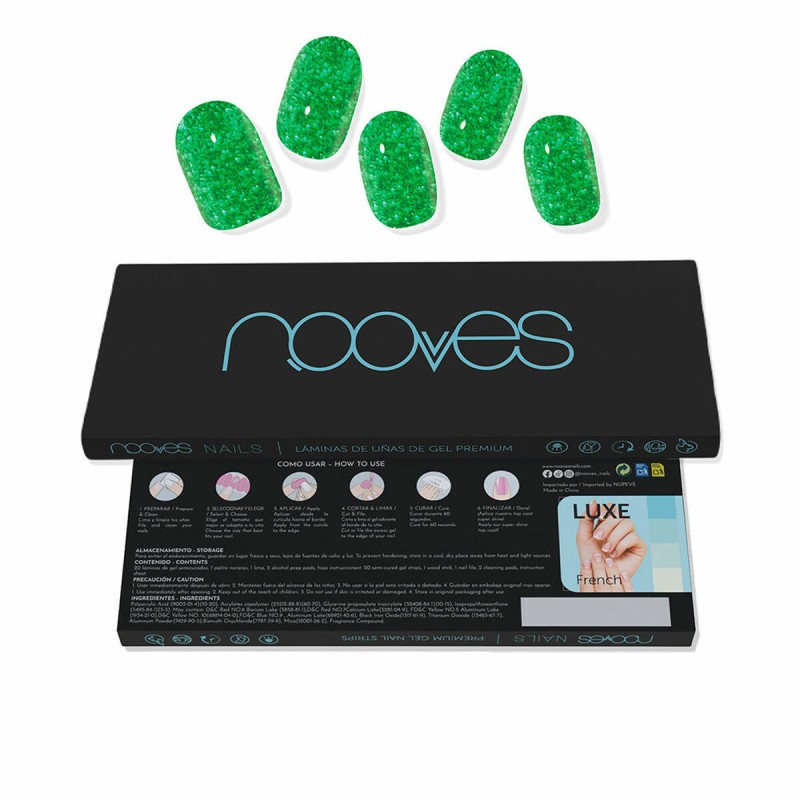 Feuilles de gel pour ongles Nooves Glitter green (20 Unités)