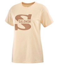 Men’s Short Sleeve T-Shirt Salomon Big Logo Nude Beige Brown