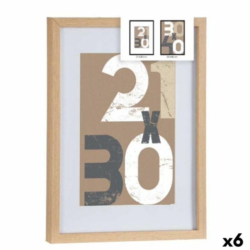 Fotorahmen natürlich Glas Holz MDF 32,5 x 2,5 x 42,5 cm (6 Stück)