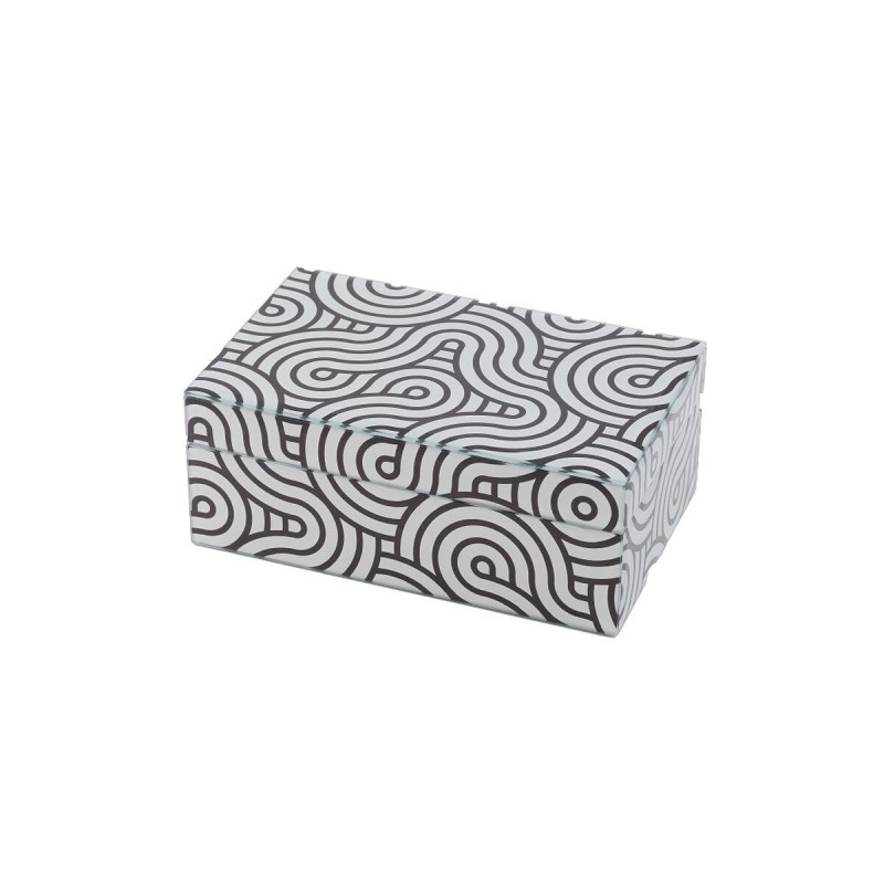 Jewelry box Romimex White Black Glass 25 x 11 x 18 cm