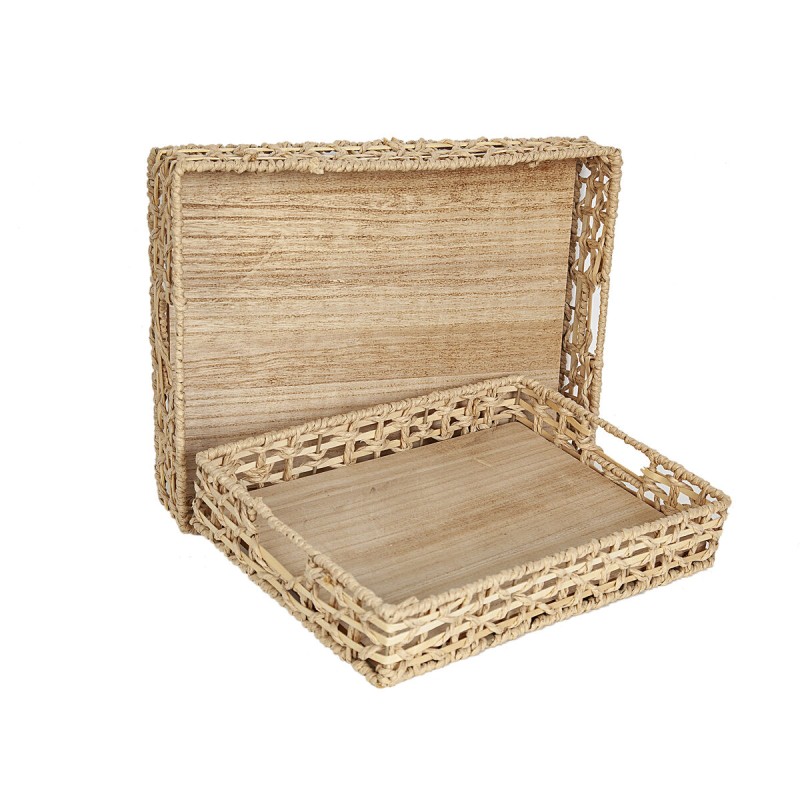 Set of trays Romimex Natural wicker 2 Pieces