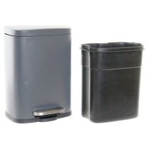 Rubbish bin DKD Home Decor Metal Light grey 5 L polypropylene Basic