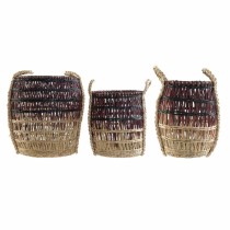 Basket set DKD Home Decor Natural Lilac Seagrass Tropical 39 x 39 x 41 cm 3 Pieces