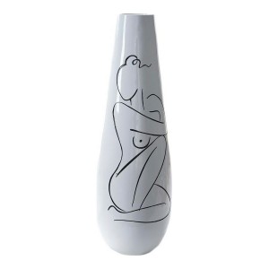 Vase DKD Home Decor abstrakt Weiß Harz Moderne (31.5 x 31.5 x 95.5 cm)