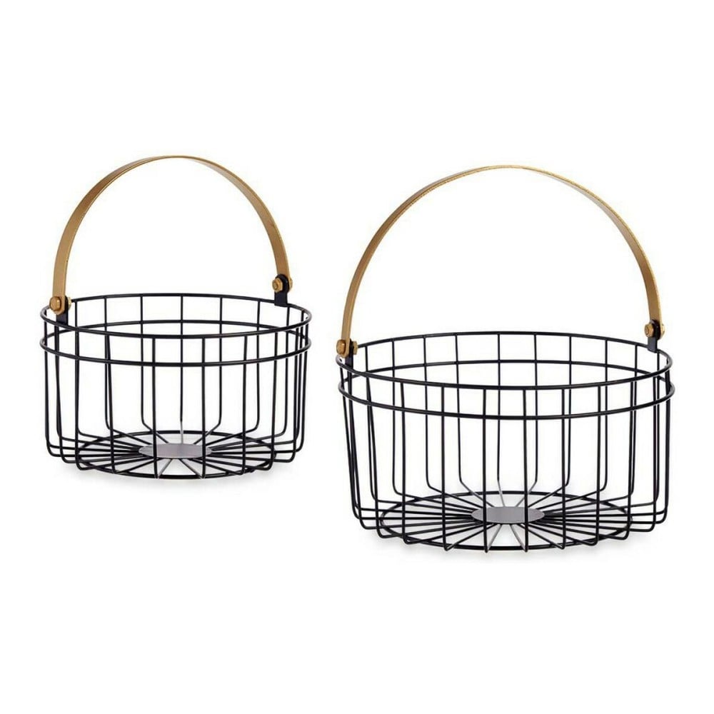 Panier Noir Doré Métal 25 x 27 x 25 cm (2 pcs)