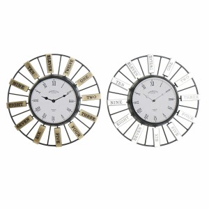 Horloge Murale DKD Home Decor 40 x 6,4 x 40 cm Verre Argenté Doré Fer (2 Unités)