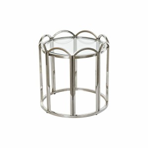 Beistelltisch DKD Home Decor Kristall Silberfarben Metall (55 x 55 x 55 cm)