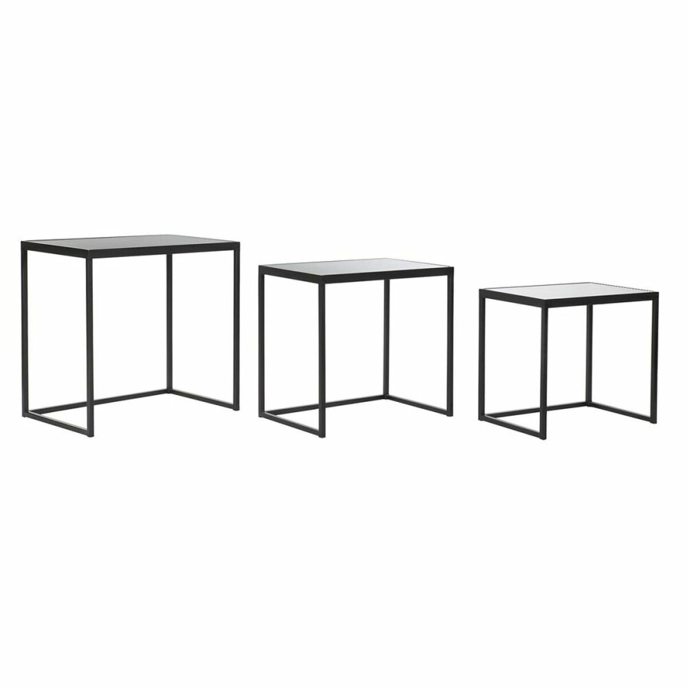 Set of 3 small tables DKD Home Decor Black 58 x 36,5 x 53,5 cm