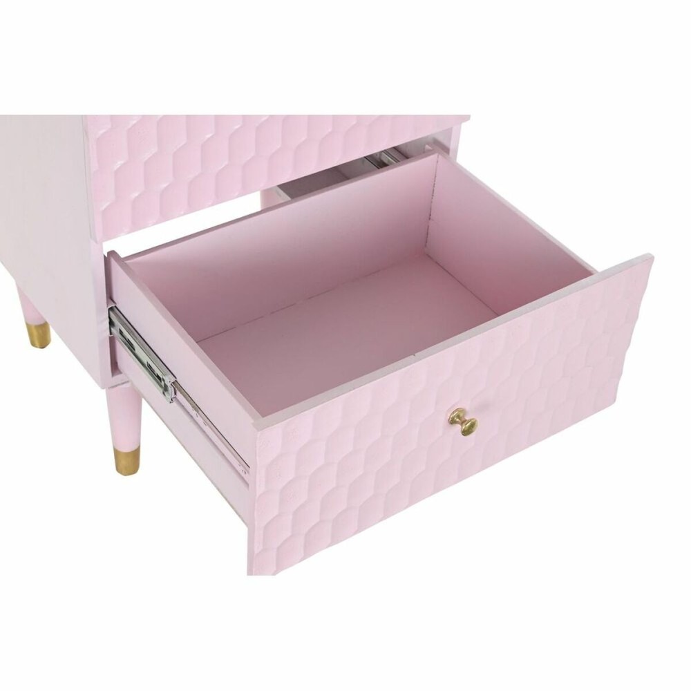 Nightstand DKD Home Decor 52 x 42 x 65 cm Metal Light Pink Mango wood