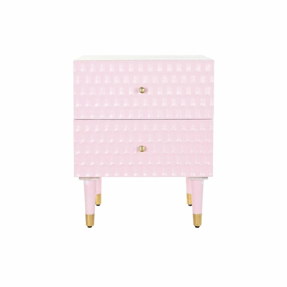 Nightstand DKD Home Decor 52 x 42 x 65 cm Metal Light Pink Mango wood