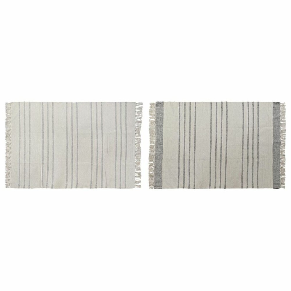 Carpet DKD Home Decor 120 x 180 x 0,75 cm Grey Polyester White Fringe Boho (2 Units)