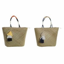 Sac de plage DKD Home Decor Orange Naturel Blue marine Fibre 49 x 18 x 37 cm (2 Unités)