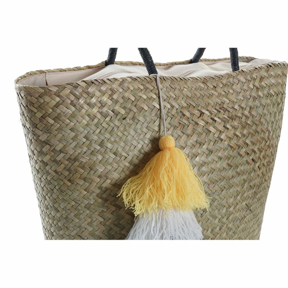 Sac de plage DKD Home Decor Orange Naturel Blue marine Fibre 49 x 18 x 37 cm (2 Unités)