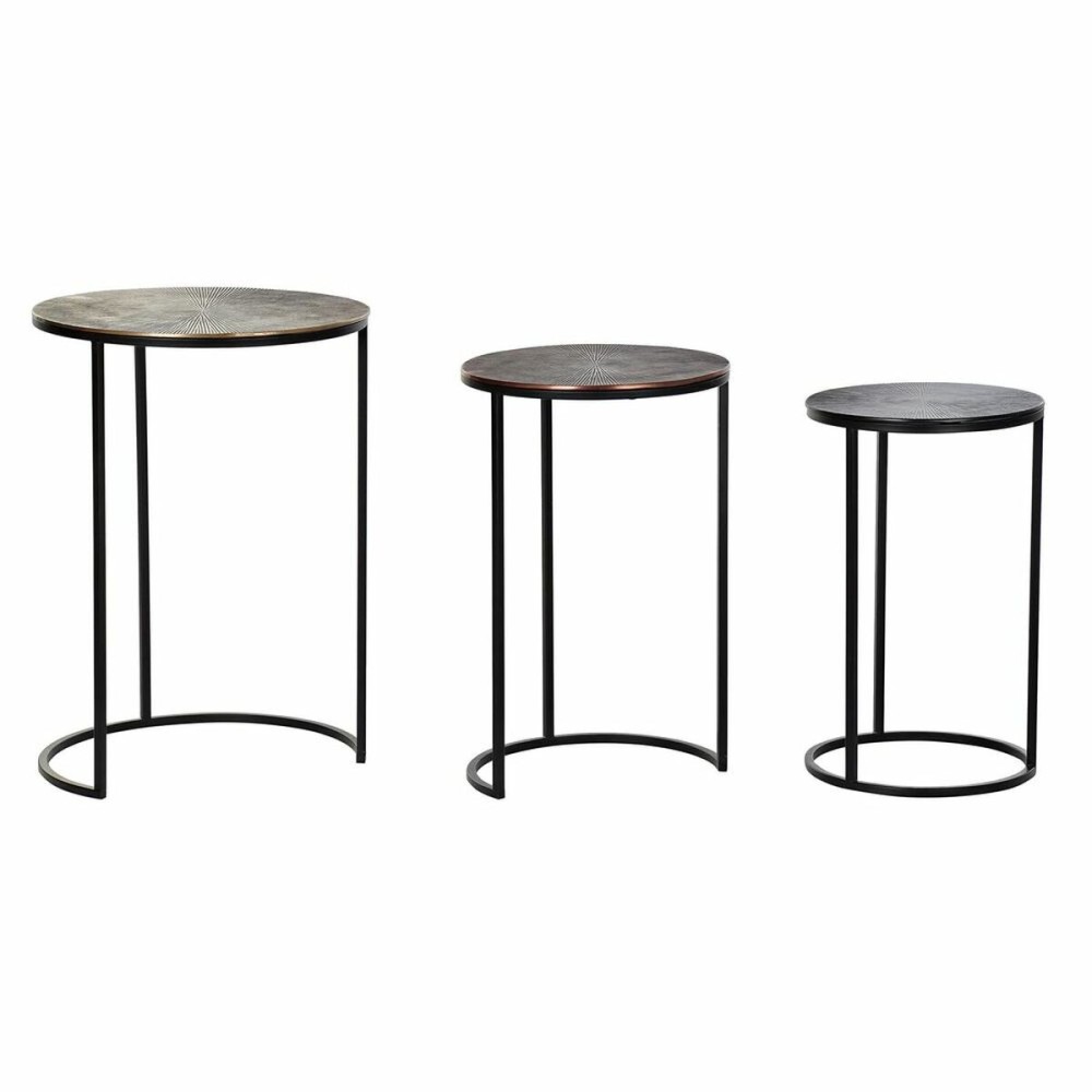 Set de 3 Tables Gigognes DKD Home Decor Noir Cuivre Doré 44 x 44 x 61 cm