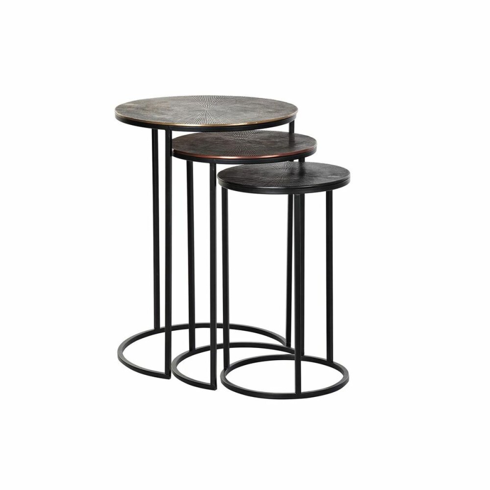 Set de 3 Tables Gigognes DKD Home Decor Noir Cuivre Doré 44 x 44 x 61 cm