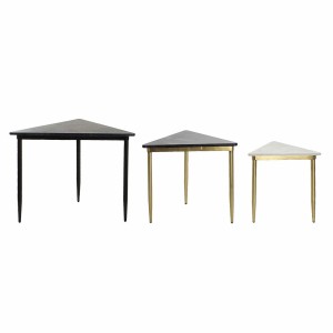 3er-Set Tischchen DKD Home Decor Weiß Schwarz grün Gold 68 x 46,5 x 53 cm