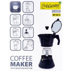 Cafetière Italienne Feel Maestro MR-1667-6 Noir Granite Aluminium 300 ml 6 Tasses