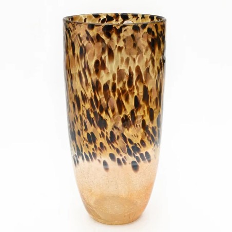 Vase Romimex Noir Doré verre Léopard 18 x 37 x 18 cm