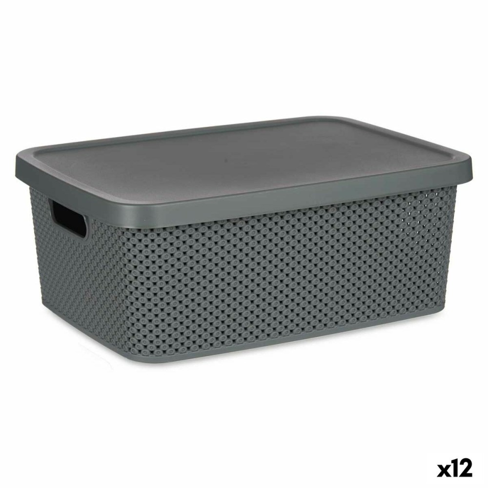 Boîte de rangement avec couvercle Anthracite Plastique 13 L 28 x 15,5 x 39 cm (12 Unités)