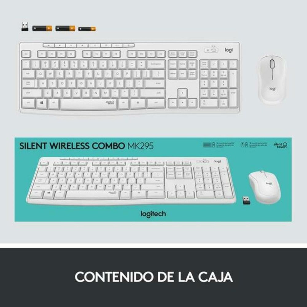 clavier et souris Logitech MK295 Blanc Espagnol Qwerty