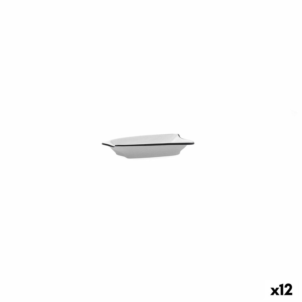 Plateau apéritif Quid Gastro Blanc Noir Céramique 15,5 x 10 cm (12 Unités)