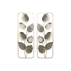 Wall Decoration Home ESPRIT Grey Golden Modern Flower 31 x 2,5 x 89,5 cm (2 Units)