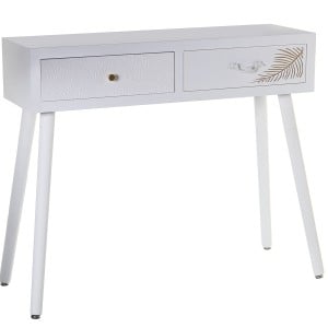 Console Alexandra House Living White Golden Wood 90 x 78 x 30 cm