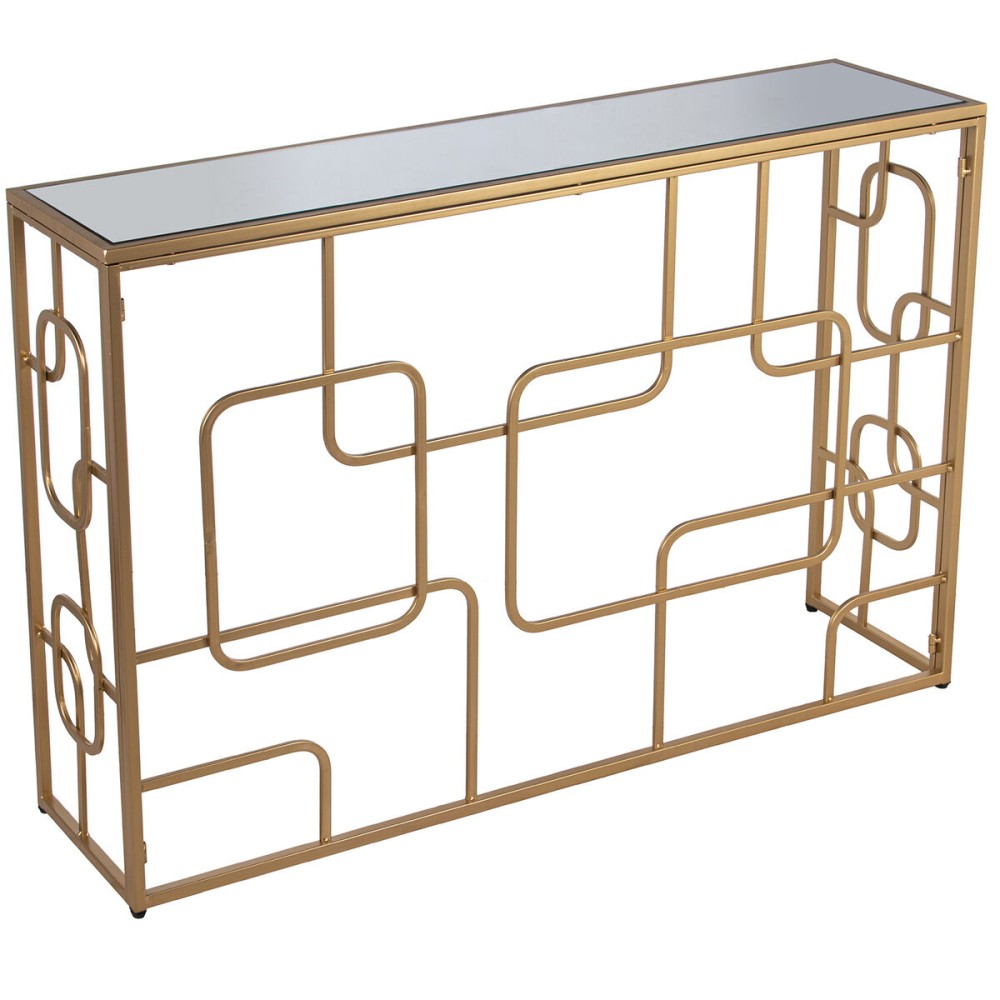 Konsole Alexandra House Living Durchsichtig Gold Metall 120 x 80 x 28 cm