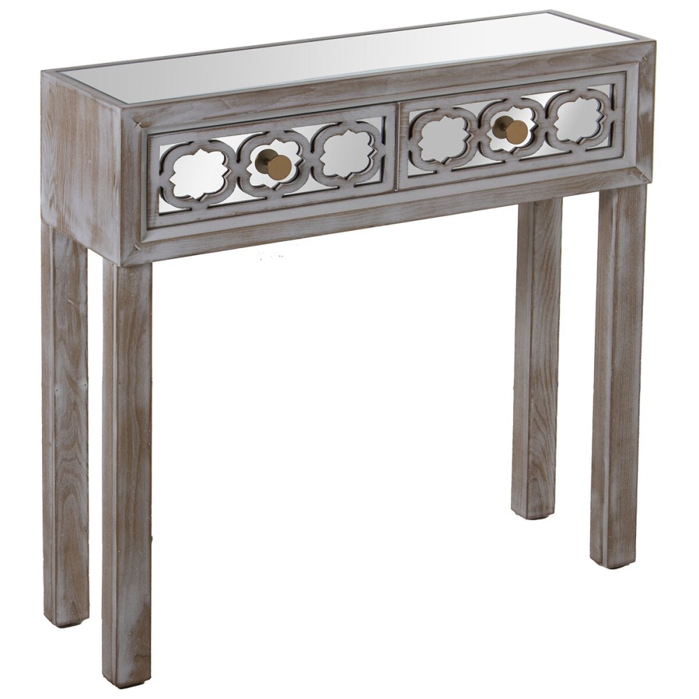 Console Alexandra House Living Transparent Golden Wood 80 x 80 x 25 cm