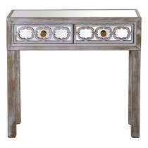 Console Alexandra House Living Transparent Golden Wood 80 x 80 x 25 cm