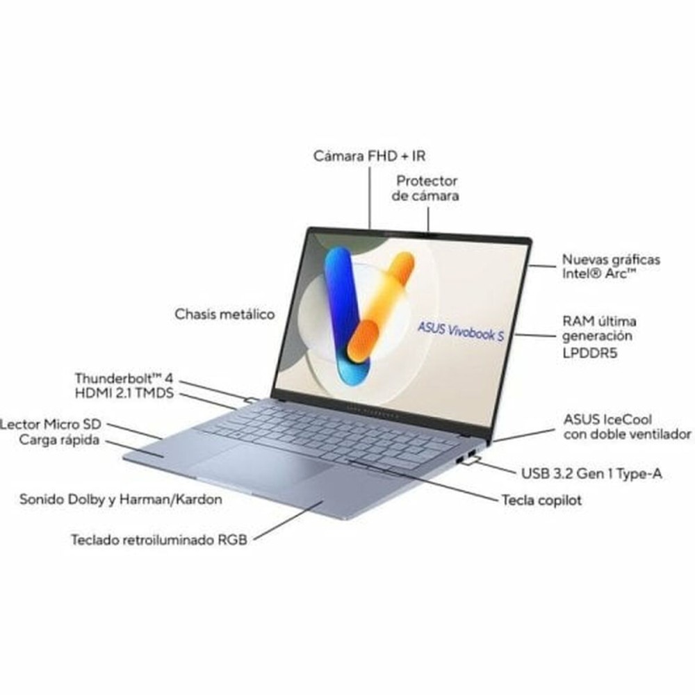 Laptop Asus Vivobook S 14 OLED S5406MA-QD162W 14" Intel Core Ultra 9 185H 16 GB RAM 1 TB SSD Qwerty Spanisch