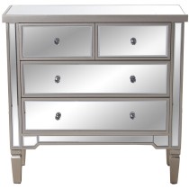 Chest of drawers Alexandra House Living Champagne Wood Mirror 85 x 84 x 33 cm