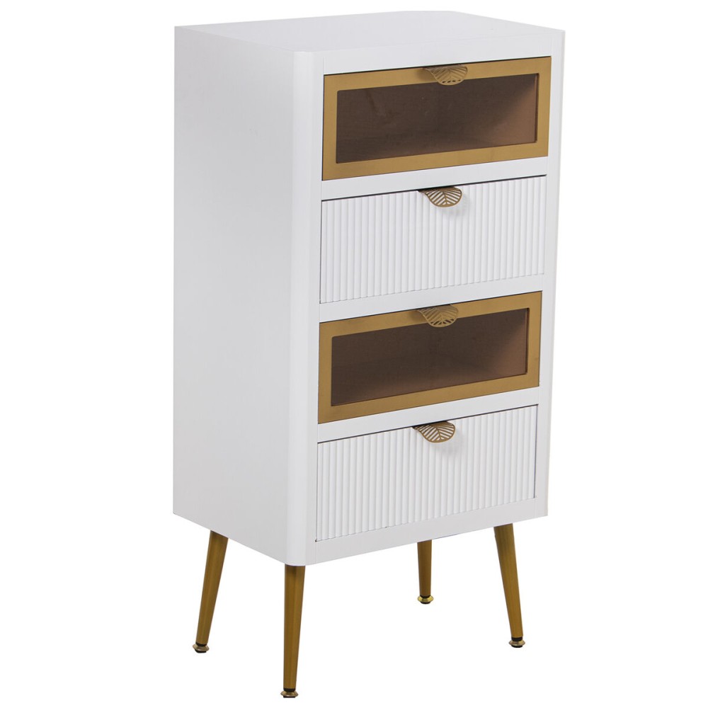 Schubladenschrank Alexandra House Living Weiß Braun Gold Holz 45 x 88 x 30 cm