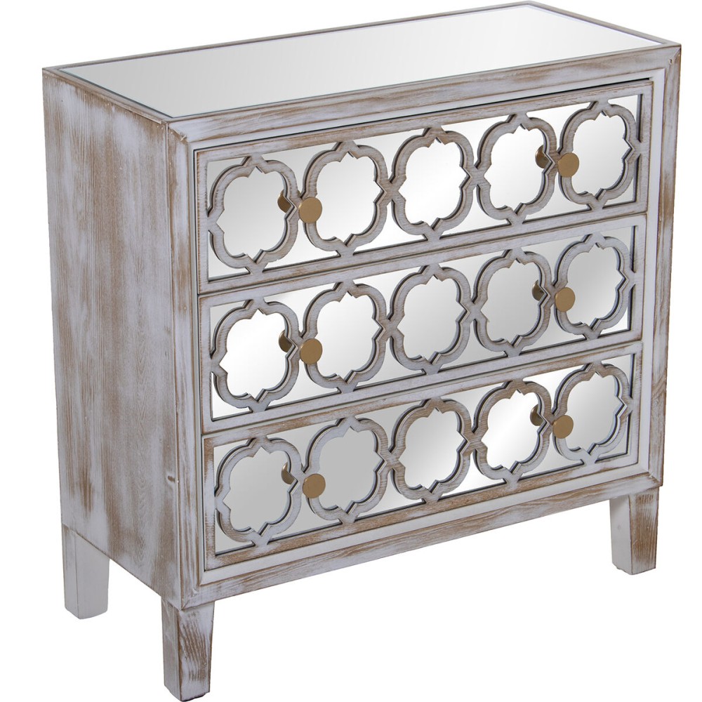 Chest of drawers Alexandra House Living Transparent Golden Wood Mirror 80 x 80 x 35 cm